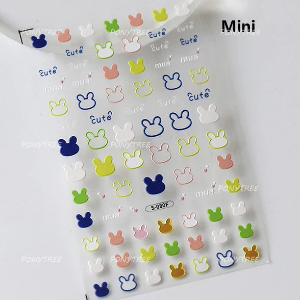 Cute Apple Fruit Dog Puppy Cat Kitten Adhesive Nail Art Sticker Charming Delicate Rhinestone Shiny Manicure Decals Nail Supplies (ONLINE ORDER ONLY)