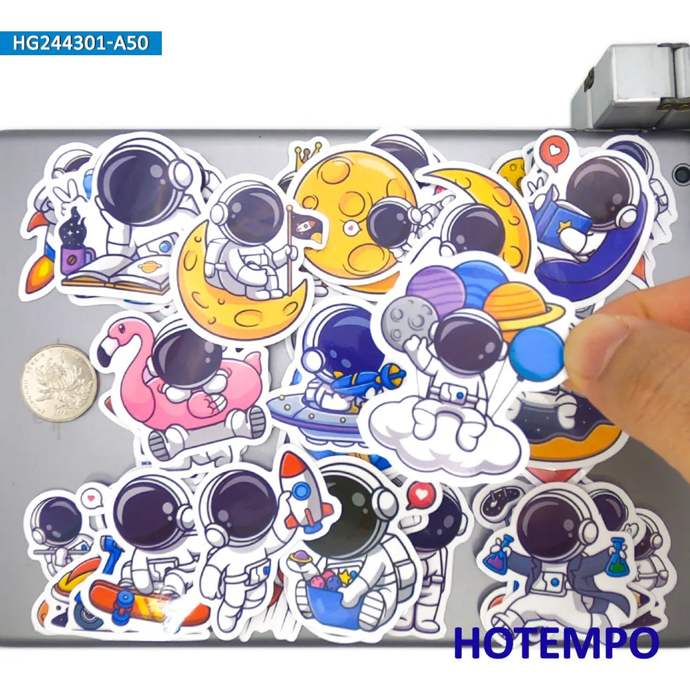 20/30/50Pieces, Astronaut Stickers, Universe Space Ship, Cute Cartoon Meme Style, for DIY Creative Decoration, Funny Sticker (Online Order Only)
