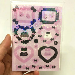 Korean Cute Devil Bear Dialog Laser Sticker Scrapbooking DIY Album Decoration Sticker Aesthetic Kawaii Stationery Halloween Gift (ONLINE ORDER ONLY)