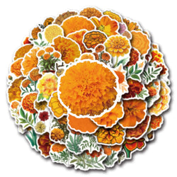 10/30/55PCS Marigold Stickers Plant Cartoon Graffiti DIY Decoration Scrapbook Fridge Luggage Laptop Phone Guitar Bike Decals Toy (Online Order Only)