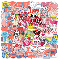 50/100pcs Valentine Stickers For Notebook Car Laptop Scrapbooking Material Adesivos Craft Supplies Vintage Pink Love Sticker (ONLINE ORDER ONLY)