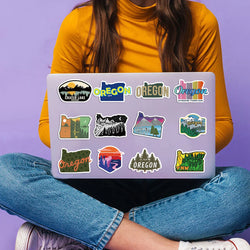 50Pcs Oregon America State Sticker For Laptop Luggage Phone Suitcase Skateboard Styling DIY Decal Pegatina Aufkleber Toy Decal (Online Order Only)