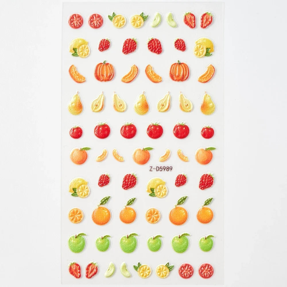 1Pc Summer Nail Art Sticker Lemon Nail Decal Nail Art Supplies Cute Fruit Strawberry Cherry Watermelon Avocado Lemon Nail Design (ONLINE ORDER ONLY)