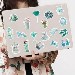 10/30/50PCS Cute Mint Green Stickers Ins Style Simple Aesthetic Decals Notebook Fridge Laptop Phone Bike DIY Decoration Kids Toy (ONLINE ORDER ONLY)