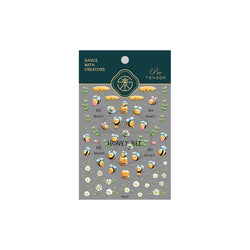 Cute Bee Honey Jar Daisy Flowers Gather Honey Pot Love Heart Green Leaves Reliefs Self Adhesive Nail Art Stickers Manicure Decal (ONLINE ORDER ONLY)
