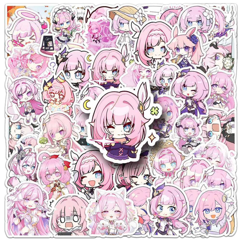 10/30/50PCS Honkai Impact 3 Stickers Cute Elysia Cartoon Sticker Fridge Luggage Laptop Phone Guitar Car Bike Skateboard Decals (ONLINE ORDER ONLY)