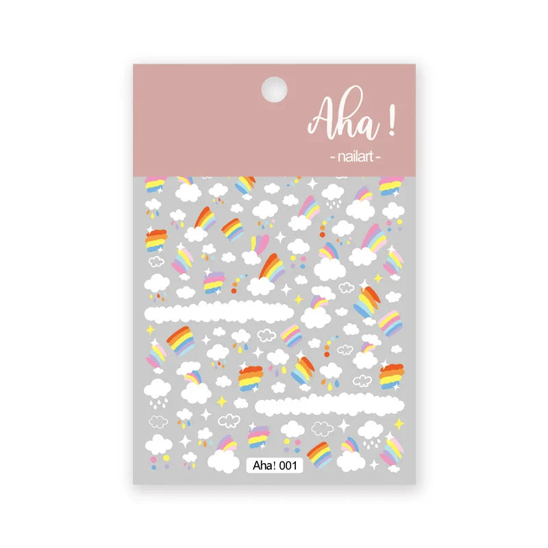 1pc Cute White Cloud Nail Stickers Ultra Thin Nail Art Stickers Self Adhesive Decals Star Moon/Flower/Clouds Kawaii Nail Decals (Online Order Only)