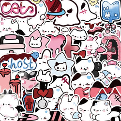 50Pcs Cute Funny Rabbit Animals Stickers Kawaii Cartoon Decals Skateboard Notebook Luggage Phone Car Sticker Toy (Online Order Only)