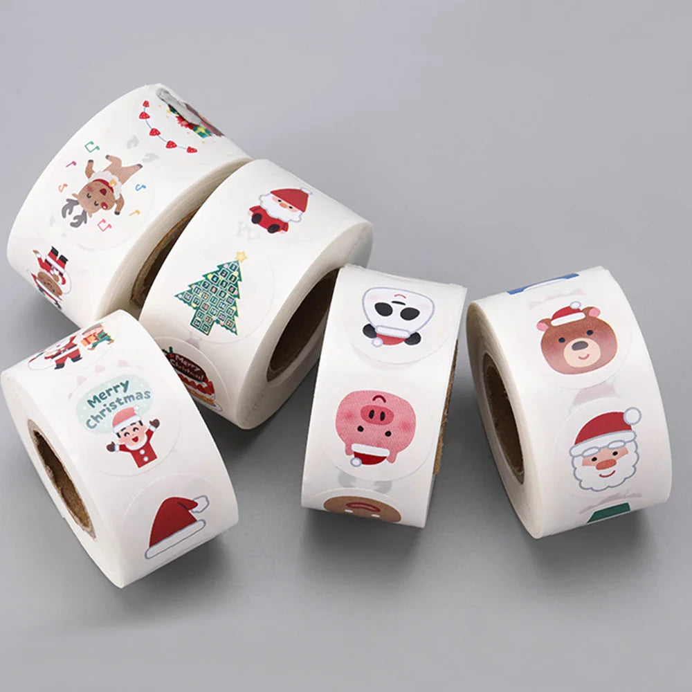 100-500pcs Merry Christmas Holiday Decoration Sticker 2.5cm Party Gift Baking Seal Sticker Invitation Letter Envelope Sticker (ONLINE ORDER ONLY)
