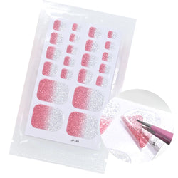 110Pcs 5Sheets Toe Nail Press On Nails Stickers Glitter Gradient Diamond Short Square Shape Toenails Wraps False Toe Nail Patch* (ONLINE ORDER ONLY)