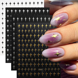 4pcs Roman Letter Design Nail Stickers Golden/Silvery/Black/White Alphabet Design Self Adhesive Decal English Words DIY Manicure (Online Order Only)