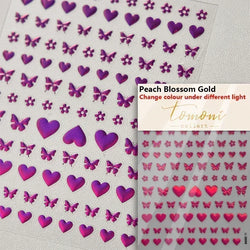 Delicate Tender Purple Butterfly Seal Pattern Insect Shiny Golden Stroke Nail Art Decoration Sticker Dressy Laser Manicure Decal (ONLINE ORDER ONLY)