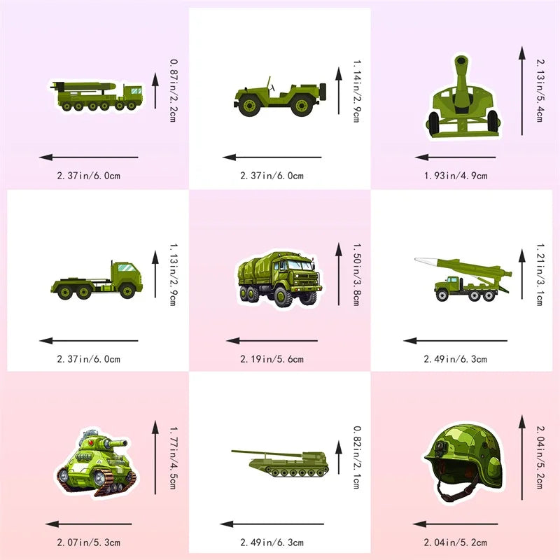 10/30/50PCS Green Military Affairs PVC Sticker Aesthetic DIY Decoration Scrapbooking Stationery School Supplies for Kids (ONLINE ORDER ONLY)
