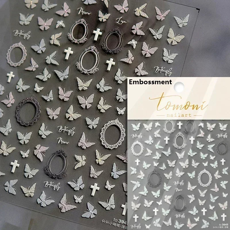 Delicate Tender Purple Butterfly Seal Pattern Insect Shiny Golden Stroke Nail Art Decoration Sticker Dressy Laser Manicure Decal (ONLINE ORDER ONLY)