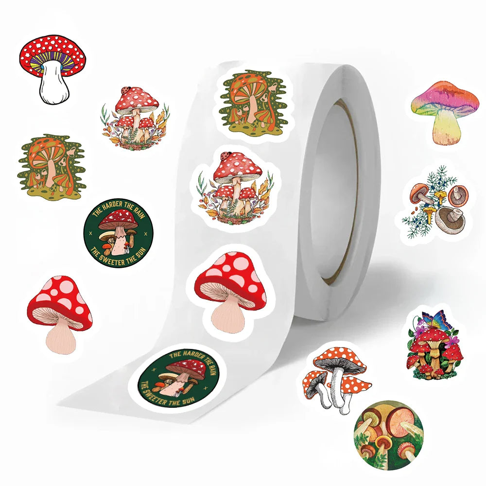 500pcs Mushroom Stickers for Children Kids Cartoon Sticker Small Cute Toys Sticker DIY Gift Sealing Label Decoration (ONLINE ORDER ONLY)