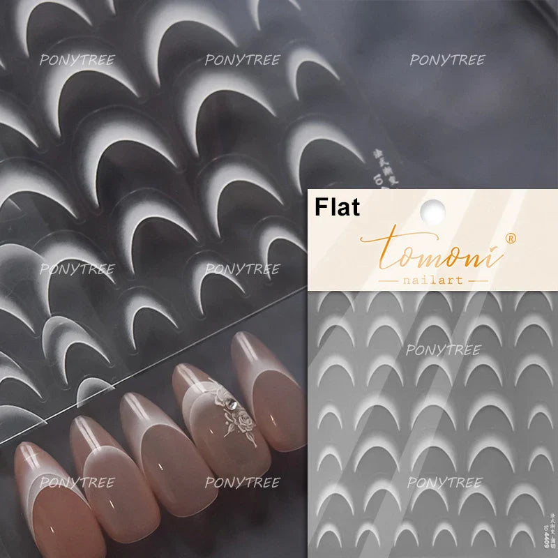 Geometric White Black Red Romantic French Arc Illusion Curve Embossed Relief Self Adhesive Nail Art Stickers 3D Manicure Decals (ONLINE ORDER ONLY)