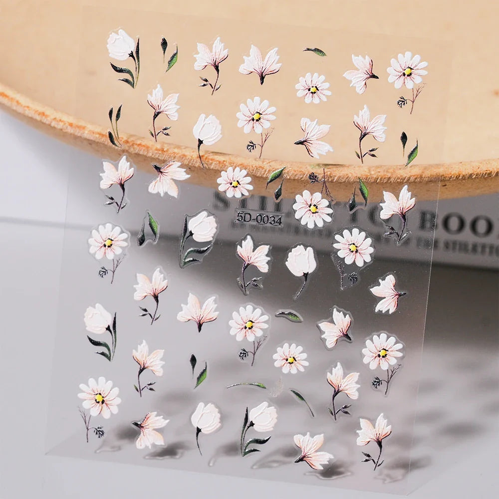 1 Sheet 5D Embossed Nail Art Stickers Graffiti Heart Flower Design Nail Art Decals Self-Adhesive DIY Manicure Nail Art Supplies* (ONLINE ORDER ONLY)