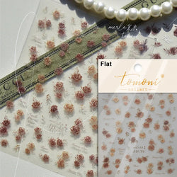 Romantic Candle Holder Lace Rambler Rose Pink Flower Bowknot Candlestick Ribbon Adhesive Nail Art Stickers Shiny Manicure Decals (ONLINE ORDER ONLY)