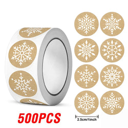 100-500pcs Kraft Paper Christmas Stickers New Year Thank You Stickers Christmas Decoration  For Card Gift Box Package 1inch (ONLINE ORDER ONLY)
