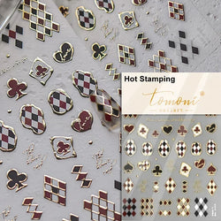 Geometric French Style Colorful Square Grid Rhombus Line Stripe Bowknot 3D Self Adhesive Nail Art Stickers Shiny Manicure Decals (ONLINE ORDER ONLY)