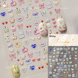 Soda Fruit Beverage Bottle Bear Watermelon Popsicle Dessert Ice Cream Cat Cherry Strawberry Bow Summer Nail Art Stickers Decals (ONLINE ORDER ONLY)