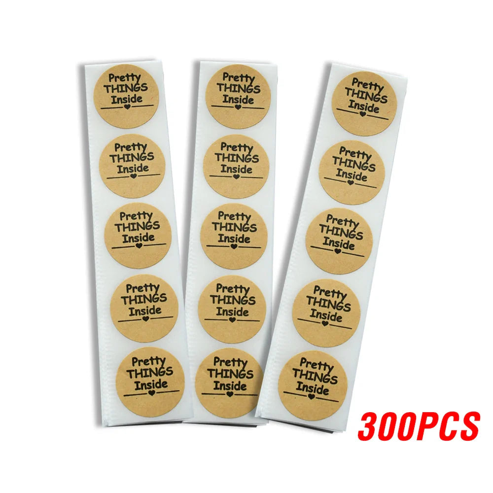 100-500pcs Round Paper Pink Pretty Things Inside Stickers Gold Thank You Stickers For Small Business Packaging Seal Label (ONLINE ORDER ONLY)