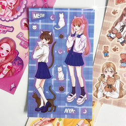 4pcs Cute Sweet Campus Girl Sticker Scrapbooking Decorative Diary DIY Idol Album Kawaii Stationery Stickers Art Supplies (ONLINE ORDER ONLY)