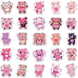 50pcs Cute Cartoon Love Heart Bear Stickers Kids Toy Vinyl Laptop Decals Luggage Phone Diary Guitar Car Waterproof Graffiti (ONLINE ORDER ONLY)
