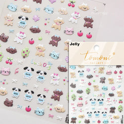 Cute Apple Fruit Dog Puppy Cat Kitten Adhesive Nail Art Sticker Charming Delicate Rhinestone Shiny Manicure Decals Nail Supplies (ONLINE ORDER ONLY)
