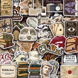50PCS Cool Aesthetic Dark Academia Stickers Waterproof Cartoon Art Decals Phone Laptop Luggage Skateboard Sticker (ONLINE ORDER ONLY)