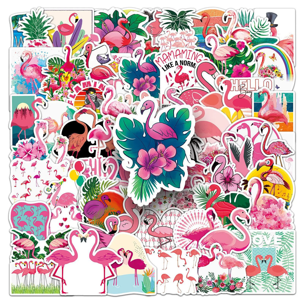 Pink Flamingo Stickers for DIY Scrapbook, Suitcase, Water Bottle, Phone, Laptop, Guitar - 10/50/100pcs (Online Order Only)