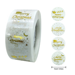 100-500Pcs Merry Christmas Stickers Seal Labels Gold Silver 1 Inch Round Stickers For Handmade Sticker Card Box Package Labels (ONLINE ORDER ONLY)