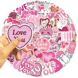 10/30/50PCS Cartoon I Love You Sticky PVC Sticker Aesthetic DIY Decoration Scrapbooking Hand Accounting Supplies for Kids (ONLINE ORDER ONLY)