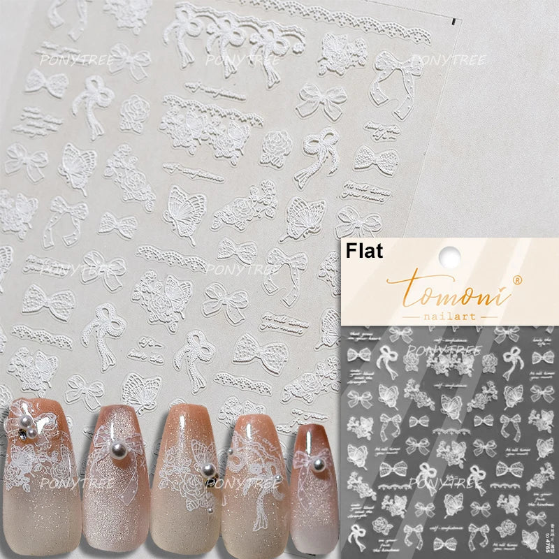 Lace Butterfly Hollow Out Fabric Romantic Flower Pattern Chic Adhesive Nail Art Sticker Rhinestone Manicure Decals Nail Supplies (ONLINE ORDER ONLY)
