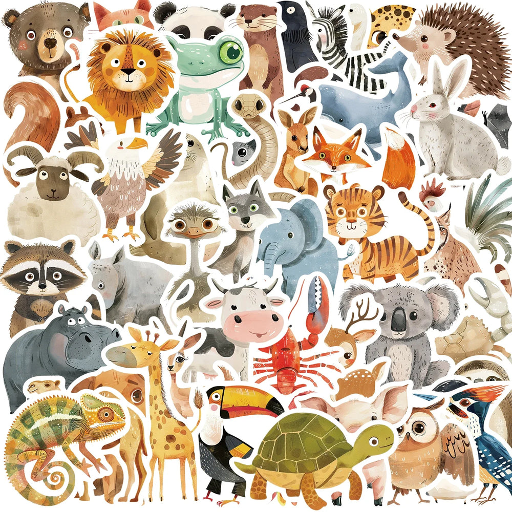 50pcs Cute Animal Stickers for Kids - Aesthetic Decals for Luggage, Skateboards, Graffiti (ONLINE ORDER ONLY)