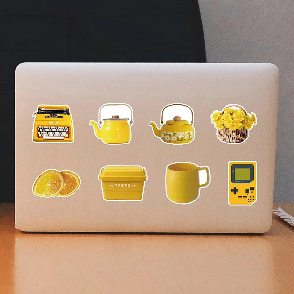 10/30/50PCS Funny Cute Yellow Sticker Cartoon Ins Style Decals PVC Waterproof Toys DIY Phone Fridge Guitar Notebook Laptop Car (ONLINE ORDER ONLY)