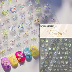 Delicate Tender Purple Butterfly Seal Pattern Insect Shiny Golden Stroke Nail Art Decoration Sticker Dressy Laser Manicure Decal (ONLINE ORDER ONLY)