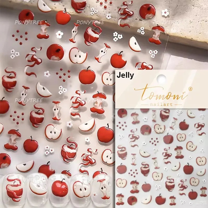 Fruit Paradise Guava Strawberry Pear Peach Orange Watermelon Pitaya Cherry Kiwifruit Pineapple Nail Art Stickers Manicure Decals (ONLINE ORDER ONLY)
