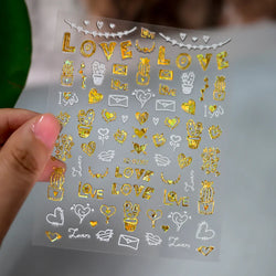 1pc Bohemian Valentine Nail Stickers 3D Self-Adhesive Fantasy Nail Art Glitter Sun, Heart, Lock, Star & Moon Designs Nail Decals (ONLINE ORDER ONLY)