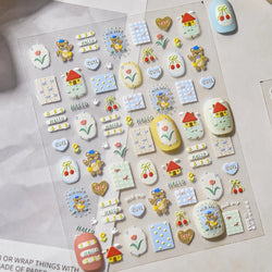 Bear Star Bowknot  Duck Cherry House Mini Flower Butterfly Line Bow Tie Apple Gird Cute Chic Nail Art Stickers Manicure Decals (ONLINE ORDER ONLY)