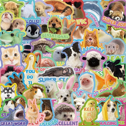 10/30/50PCS Cartoon Animal Encourage PVC Sticker Aesthetic Decoration Scrapbooking Stationery Hand Accounting Supplies for Kids (ONLINE ORDER ONLY)