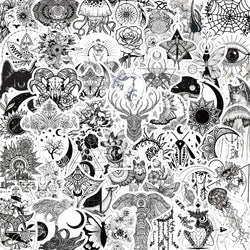 50PCS Black And White Gothic Sticker Art Vintage Classic Suitcase Scrapbook Helmet Laptop Waterproof Gift Cool Toys Decal (ONLINE ORDER ONLY)