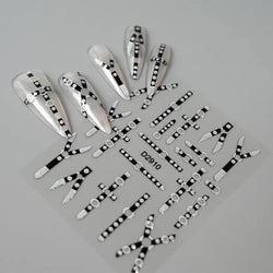 1pcs 5D Floral Nail Art Stickers Acrylic Flowers Decals with Glitter Self-Adhesive Elegant Silver Black Blossoms Theme Nail Art* (ONLINE ORDER ONLY)