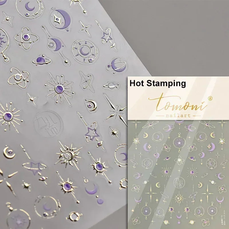 Delicate Tender Purple Butterfly Seal Pattern Insect Shiny Golden Stroke Nail Art Decoration Sticker Dressy Laser Manicure Decal (ONLINE ORDER ONLY)