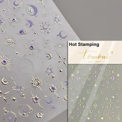 Delicate Tender Purple Butterfly Seal Pattern Insect Shiny Golden Stroke Nail Art Decoration Sticker Dressy Laser Manicure Decal (ONLINE ORDER ONLY)