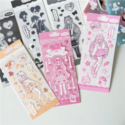 Korean Ins Cute Comics School Girl Boy Stickers Diary Scrapbooking DIY Album Decoration Sticker Personalized Kawaii Stationery (ONLINE ORDER ONLY)