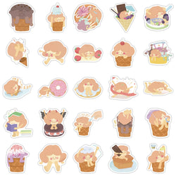 52PCS Ice Cream Stickers Girl Suitable for Drink Bottle Photo Luggage Laptop Car Trendy Decals Graffiti Sticker Ins Style (ONLINE ORDER ONLY)