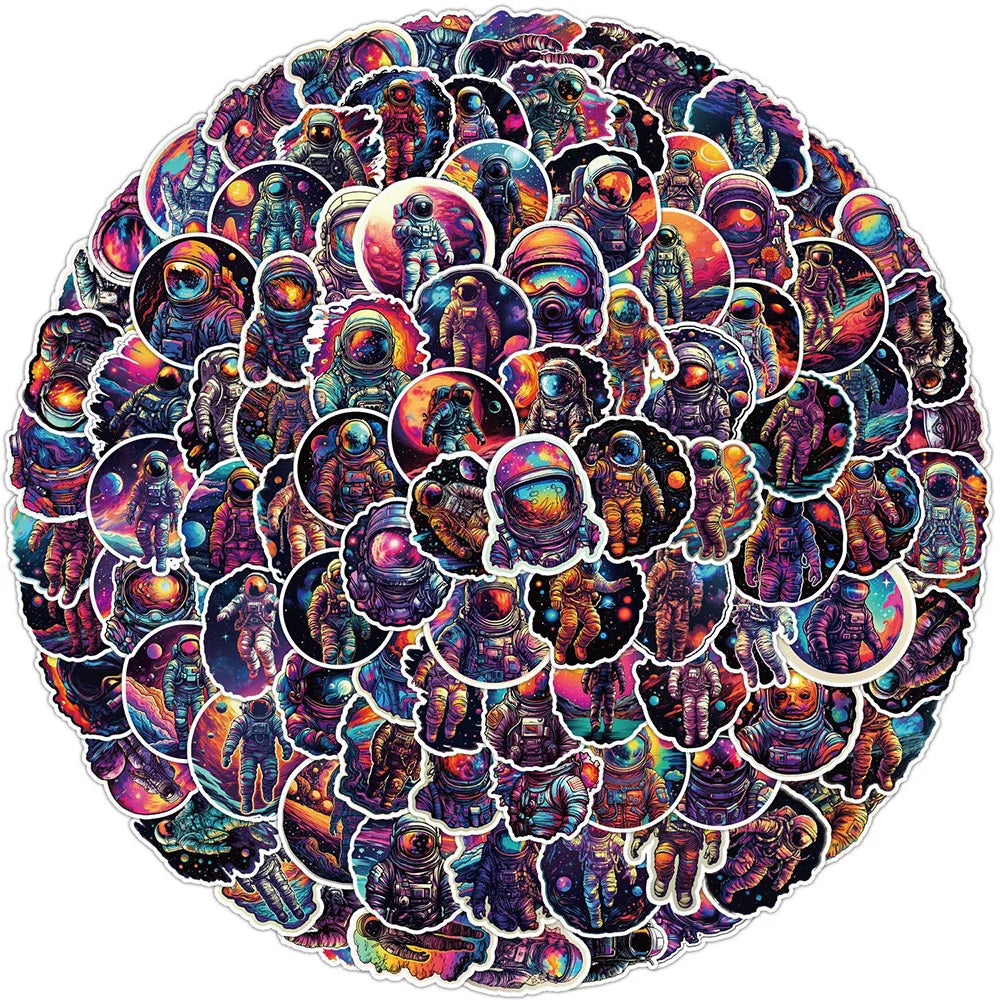 10/30/50/100pcs Cartoon Outer Space Astronaut Graffiti Stickers Decals Kid Toy Laptop Notebook Phone Suitcase Decoration Sticker (Online Order Only)