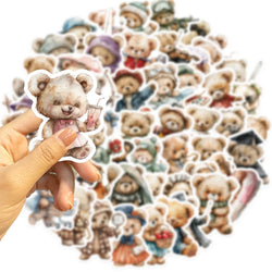 55Pcs Cute Teddy Bear Stickers Decoration for Laptop Cup Phone Case Helmet Luggage Cartoon Creative DIY Waterproof Vinyl Sticker (ONLINE ORDER ONLY)
