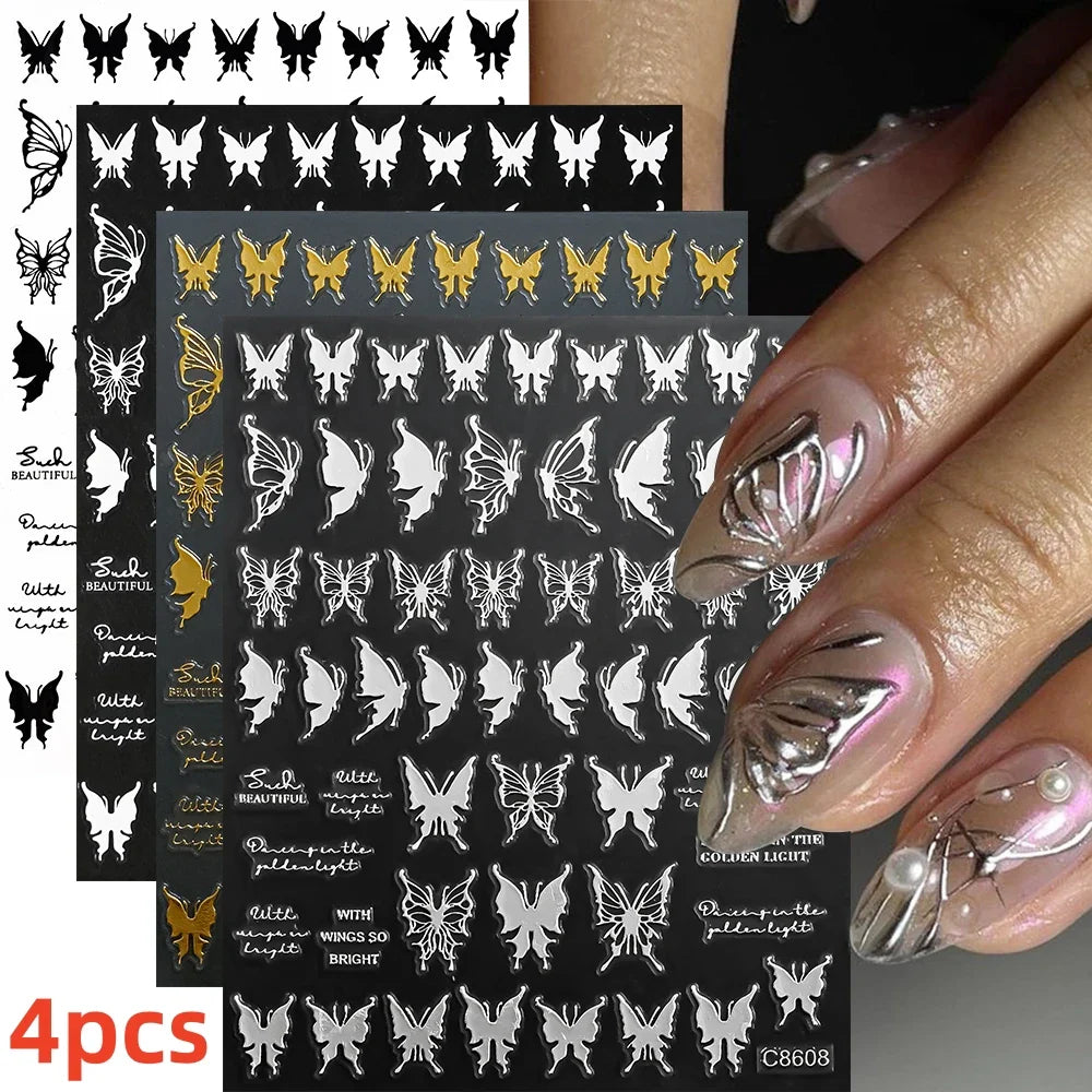 5/8Pcs 3D Hawaiian Flowers Nail Art Stickers Summer Decors with Tropical Leaves Slider Vibrant Pink & White Flowers for Parties* (ONLINE ORDER ONLY)
